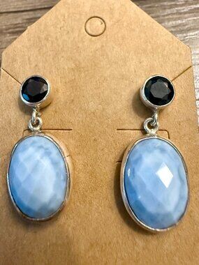 Larimar faceted earrings 925